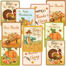 WorldBazaar Thanksgiving Greeting Cards with Envelopes 24PCS Watercolor Fall Pumpkin Turkey Cards Autumn Harvest Give Thanks Thanksgiving Party Supplies