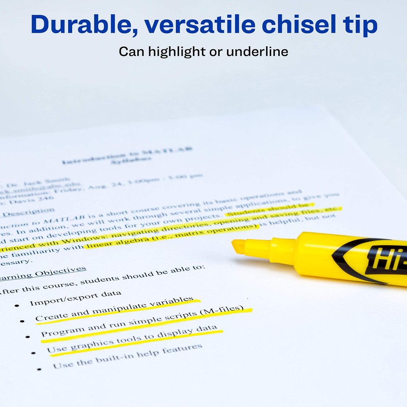 Avery Hi-Liter Desk-Style Highlighters, Smear Safe Ink, Chisel Tip, 12