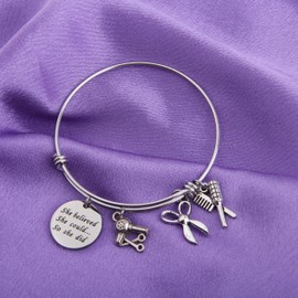 Lywjyb Birdgot Hairdresser Gift Hair Stylist Gift Cosmetology Graduation Gift She Believed She Could so She Did Bracelet (Hair Stylist Bracelet)