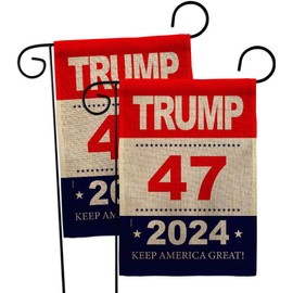 Trump 47 Burlap Garden Flags 2pcs Pack Americana Political President Democrat Republican Tea Party United State American Election Small Gift Yard House Banner Double-Sided Made In USA 13 X 18.5