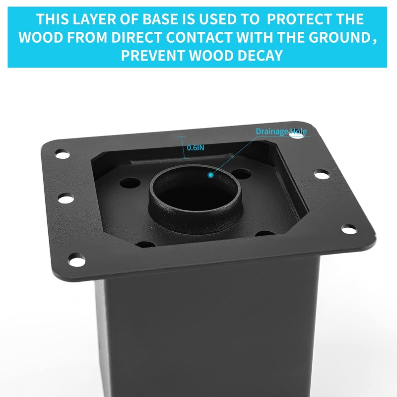 AXWHYS 4x4 Post Base 4 Pcs, (Inner Size 3.6x3.6) Post