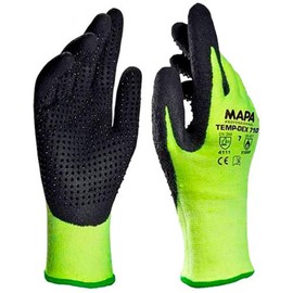 MAPA Temp-Dex 710 Nitrile Lowweight Glove, High Temperature, 10-1/4" Length, Size 7, Black/Green