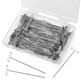 120 Pcs 2 Inch T-Pins, Wig Pins for Foam Head with Plastic Clear Box, Sewing T-Pins for Blocking Crochet, Straight Pins for Sewing, Craft, Quilting, Office, Wall, Wig Making, Crocheting