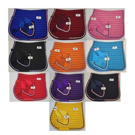 Horse All Purpose English Saddle Pad Set with Matching Ear Bonnet English Full Horse Size (Yellow)