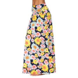 Urban CoCo Women's Stylish Spandex Comfy Fold-Over Flare Long Maxi Skirt (XL, 3)
