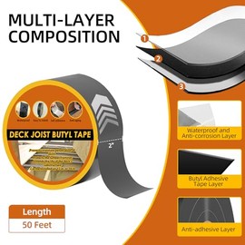 Weather-Resistant Butyl Joist Tape - 10 Rolls for Decking