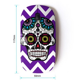Graphic4You Mexican Sugar Skull Death Chevron Pattern (Purple) Ergonomic Wireless Mouse with Nano Receiver