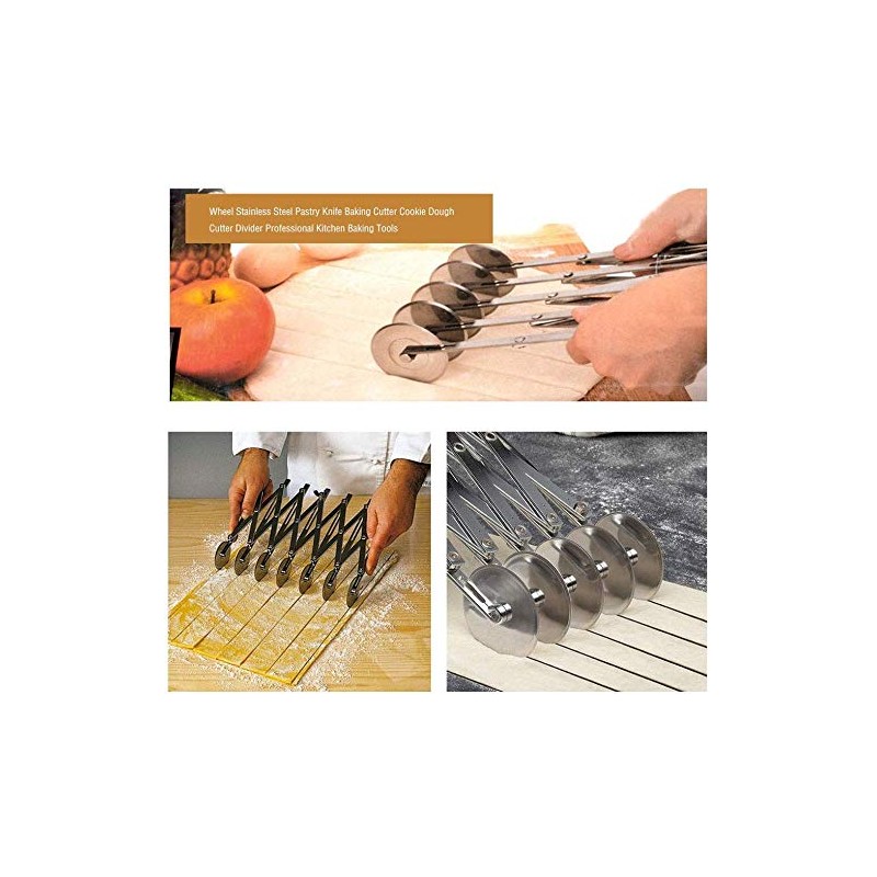 Adjustable Pastry Cutter, 5 Wheel Stainless Steel Dough Divider,Non-stick coating