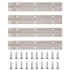 YTOOK 12 Inch Piano Hinge, 4Pcs Stainless Steel Continuous Piano Hinges with Holes, Heavy Duty Polished Stainless Piano Hinges for Boats Cabinets Storage Box, 24pcs Screw Included