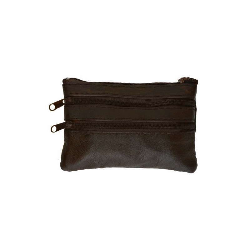 100% Genuine Leather Change Purse Brown #92801