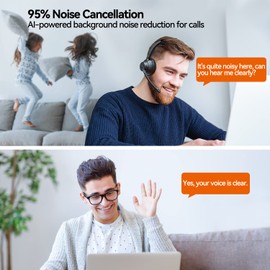 Trucker Bluetooth 5.2 Headset with AI Noise Cancelling Microphone, AUSDOM Wireless Headset with Mic & Mute Button, 50Hrs Playtime On Ear Headset for Home Office Cell Phones Laptop Call Center Driver