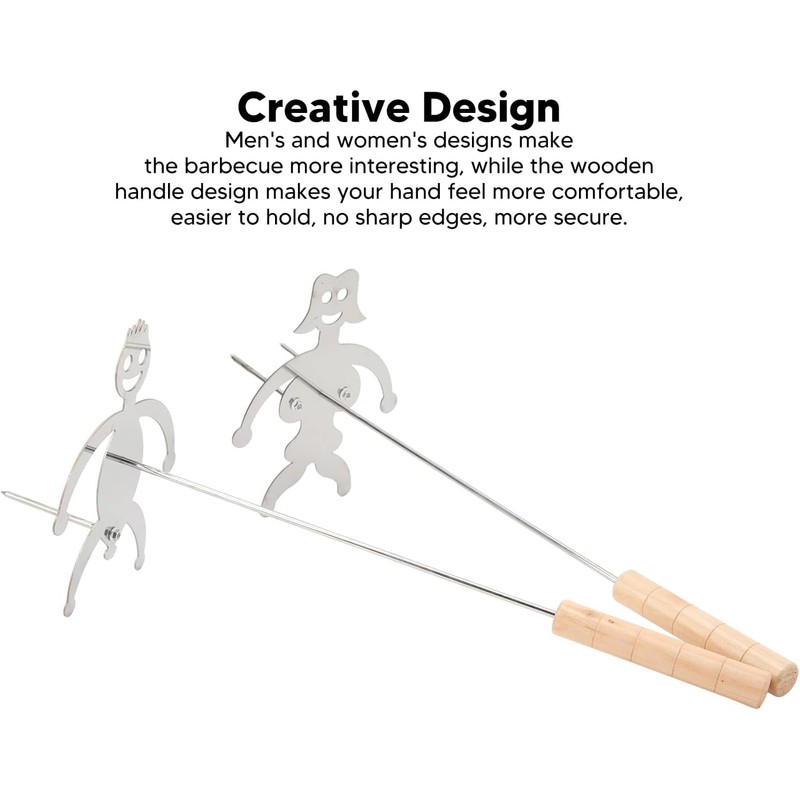 2Pcs Toasting Forks Stainless Steel Funny BBQ Skewers - Man