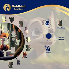 Wooden Puzzle for Children from 4 Years - Round Children's Puzzle Wooden 50 Pieces - Wooden Puzzle Animals for Girls or Boys - Wooden Puzzle - Birthday Christmas Gifts (Fox)