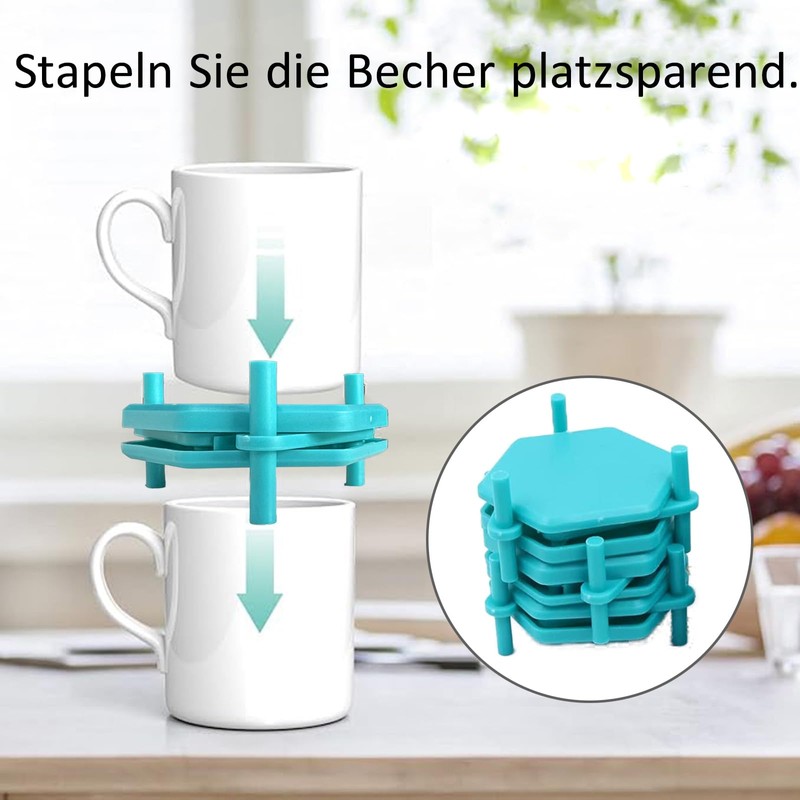 FEADBYT Coffee Cup Organiser, 6 Pieces Cup Organiser, Stackable Cup