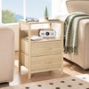 Yoobure Nightstand with Charging Station, Small Night Stand with Fabric