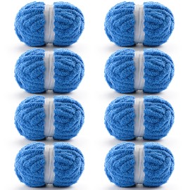 8 Pack Chunky Yarn for Crocheting, Blanket Thick Chenille Yarn for Hand Knitting, Soft Yarn Chunky Yarn for Crochet 28 Yds 7.7 Oz Each Skein (Lake Blue)
