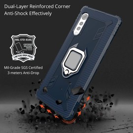 Cavor for LG Velvet Case,for LG Velvet 5G Case,360°Rotation Ring Holder Kickstand [Work with Magnetic Car Mount] Shockproof Scratch-Resistant Protective Cover (6.8")-Navy Blue