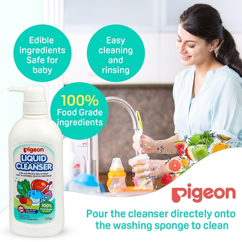 Pigeon Biodegradable Liquid Cleanser to Wash Baby Bottles, Teats, Accessories,