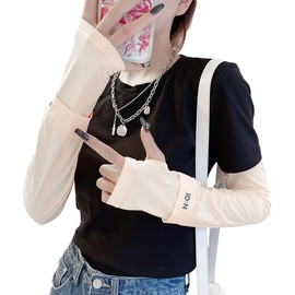 Ekieta UV Protection for Women with 99.9% or More UV Protection, UPF 50+, Instant Cooling, Arm Cover, UV Protection, Summer, Sun Protection, Cool to Touch, UV Protection, Finger Type, For Sports,