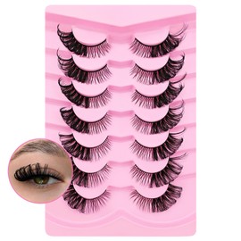 7 Pairs Fox Eye Lashes Flu-ffy 22mm Cat-Eye Lashes Curly Volume Eyelashes Faux Mink Lashes that Look Like Extensions Lashes Wispy False Eyelashes Natural Look(Fox-15)