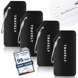 Travely Premium Luggage Tag - Easy to Recognize, Robust & Safe - Includes Name Plate and Privacy Protection I Versatile and Practical Address Tag, Name Tag & Luggage Tag