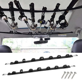 AKOSU Vehicle Fishing 7 Rod Holder Heavy Duty Car Fishing Rod and Reel Saver Metal Clamp Fishing Pole Rack Belt Strap Carrier for Trucks SUVs Wagons Vans