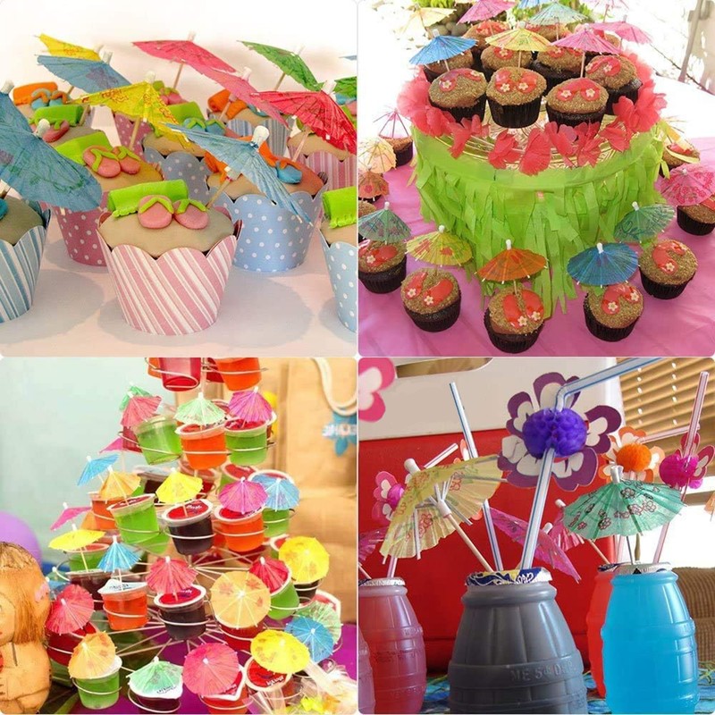 108 Pieces Hawaiian Tropical Party Decoration Set Leaves Flowers Umbrellas