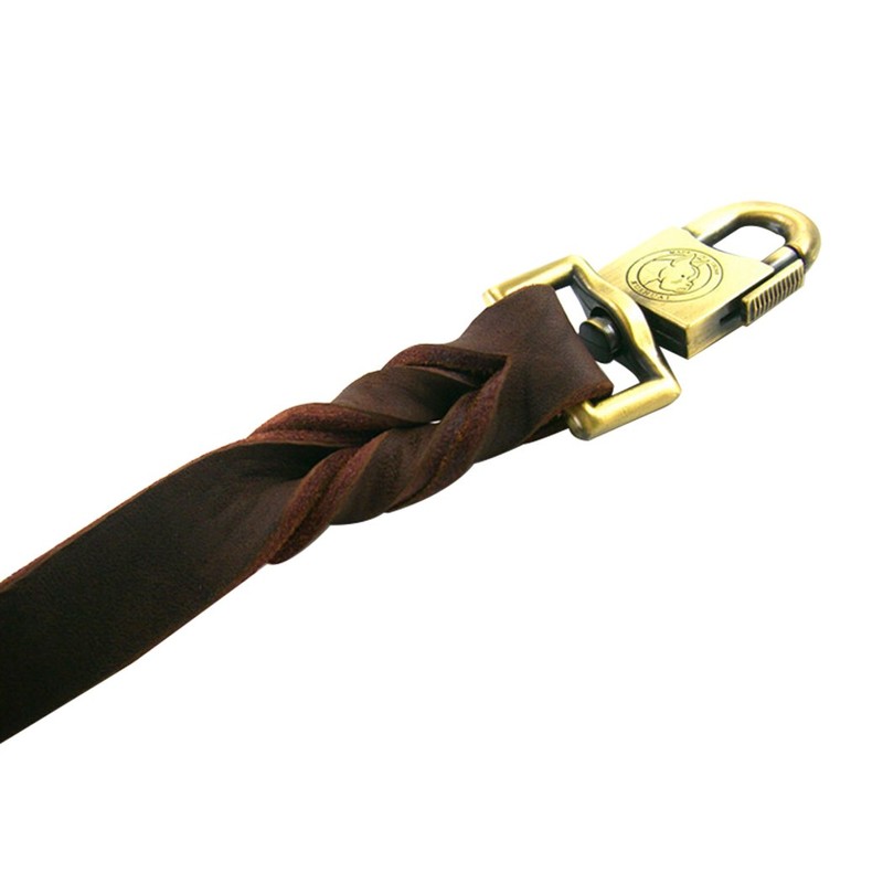 Gullor Classical Braided Decoration Durable Leather Dog Leash - Braided