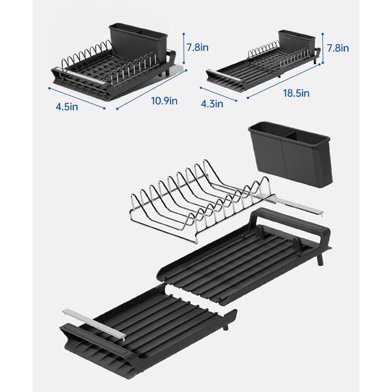 TOOCA BEAR Dish Drying Rack - Small and Efficient Stainless