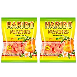 Haribo Peaches Gummi Candy 4 oz bag (2 bags 8 oz total)