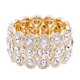 Lavencious Infinity Shape Rhinestone Stretch Bracelet Evening Party Jewelry 7”, 7 inch, Crystal, Rhinestone