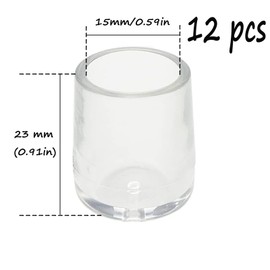 Semetall 12 Pcs 0.59 Inch Silicone Chair Leg Caps Floor Protectors Round Furniture Table Feet Covers,Preventing Scratches and Noise (Transparent)