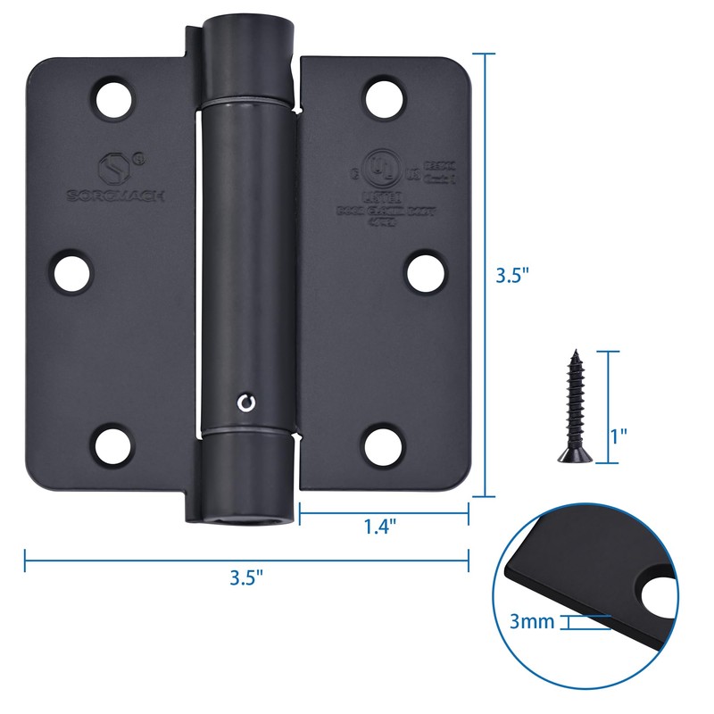 SORGMACH Self Closing Hinge 3 ½"x 3 ½" Satin Nickel