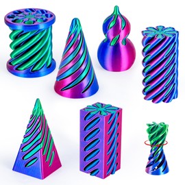 3Dgenius 6 Pack Spiral Cone Fidget Toys 3D Printed Spiral Fidget Toys Impossible Cone 3D Printed Fidgets Impossible Pyramid Passthrough 3D Printed Toys for Adults & Kids for Anxiety Relaxing, Pack1