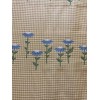 Unbranded Yellow Gingham with Blue and Green Embroidered Flowers Fabric