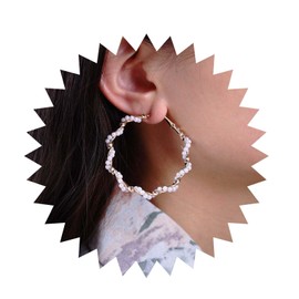 Yheakne Boho Pearl Circle Earrings Gold Twist Circle Dangle Earrings Pearl Twisted Hoop Earrings Geometric Circle Huggie Earrings Jewelry for Women