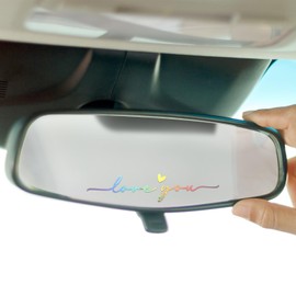 AOZUO 4 x "Love You" Rear View Mirror Decal, Rearview Mirror Sticker with Heart Self Affirmations Car Mirror Stickers Vinyl Car Window Decal for Water Bottle Laptop Bumper New Car Decor Gifts(Silver)