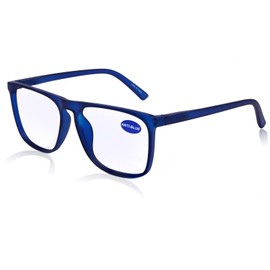 MARE AZZURO Blue Light Blocking Reading Glasses Men Large Square Computer Readers 1.0 1.25 1.5 1.75 2.0 2.25 2.5 2.75 3.0 3.5 4.0 5.0 6.0 (Matt blue, 3.5)