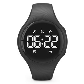 Digital Waterproof Pedometer Watch, Fitness Tracker, Step Counter, Distance, Vibrating alarm clock, Stopwatch, Great Gift for for Kids Childrens Teen Girls Boys Women (Black)