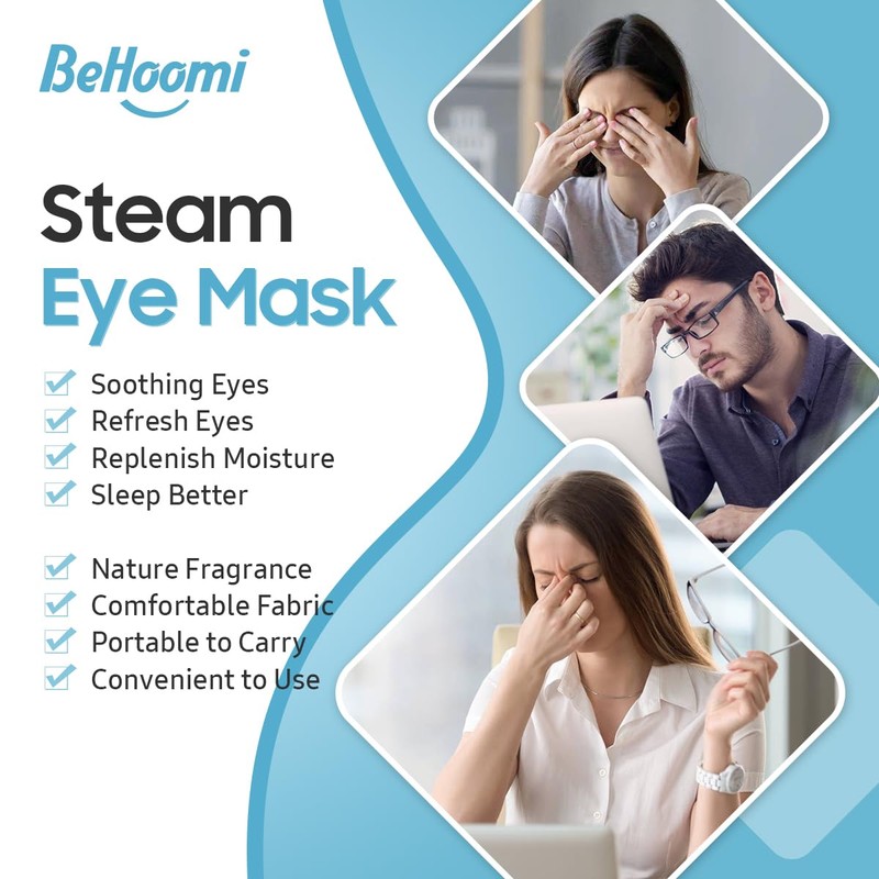 BeHoomi Steam Eye Mask, 10 Packs Heated Eye Mask, Self