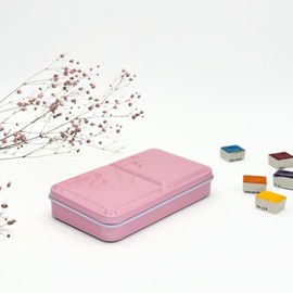 Empty Metal Watercolour Box 12 Colours Cherry Blossom Pink