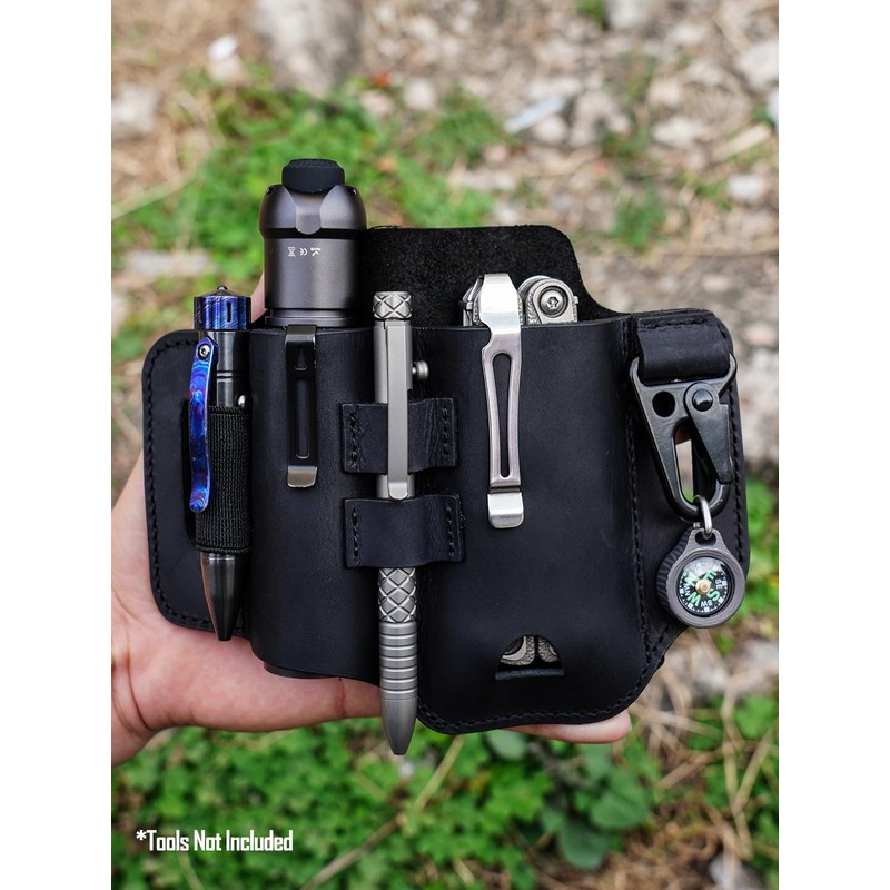 ST2 Leather Multitool Sheath, EDC Leather Belt Organizer, Belt EDC
