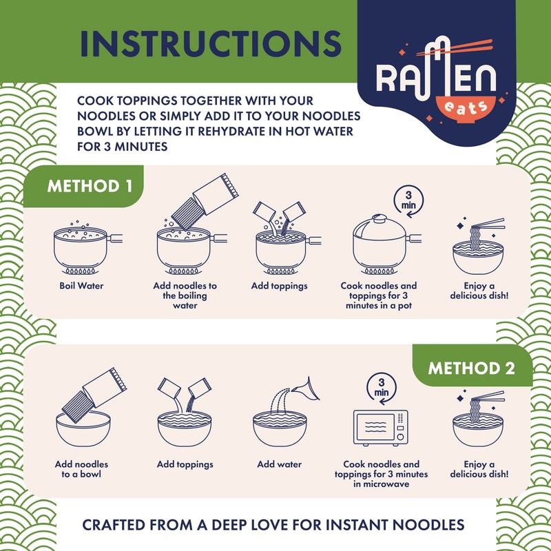Ramen Eats Garlic Tofu Vegetables Dried Ramen Toppings for Noodles,