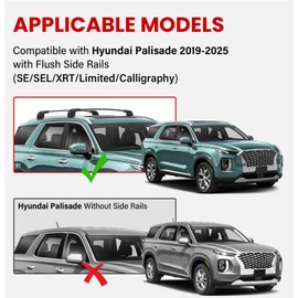 Soruci 300lbs Roof Rack Cross Bars Compatible with Hyundai Palisade 2019-2025 SE/SEL/XRT/Limited/Calligraphy with Lock, Aluminum Cross Bar for Rooftop Cargo Luggage Kayak Canoe Bike Snowboard