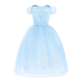 SNOWLION Princess Elsa Costume for Little Girls Toddler Princess Dress Up with Accessories Cinderella Cosplay Queen Snow (Blue, 8-9 Years)