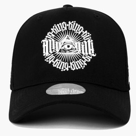 Flipper Illuminati Circle Logo Premium Sport Outdoor Kpop Mesh Baseball Cap Trucker Hat for Men Women (Black/White, Medium ~ Large (22 3/8" ~ 23 1/8"))