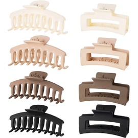Pinzas Para Cabello de 8 Piezas,Pinzas Para El Cabello Antideslizantes,pasador Mate Grande Para Mujer，adecuado Para Lavarse La Cara, Bañarse, Viajar, Fiestas, Etc.