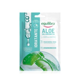 Equilibra, Aloe Ialuronica Maschera Viso Idratante, con Acido Ialuronico, Aloe Vera e Centella Asiatica, Azione Idratante, Adatta a Pelli Sensibili, Clinicamente testata, Tessuto 100% Naturale