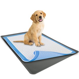 TidyFriend Dog Pee Pad Holder Tray Fits for 28” x 34” Wee Wee Pee Pads - Stable Grip, Raised Edges, Quick-Wipe Silicone Surface Dog Potty Tray Holder for Indoor Flooring Protection (Grey)