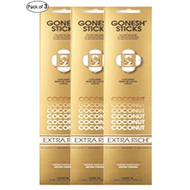 Gonesh Incense Extra Rich- Coconut (20 Sticks in 1 Pack) (Pack of 3)